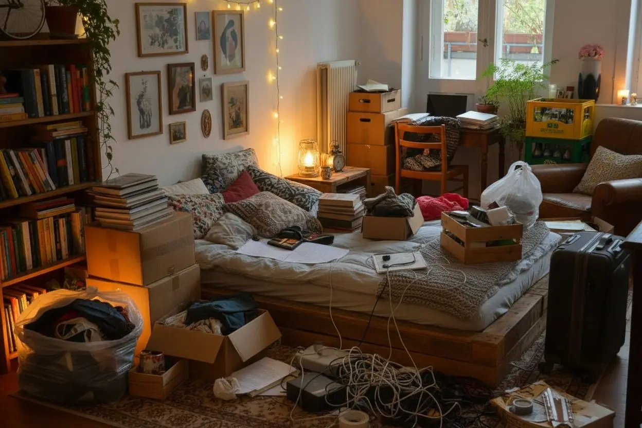 VORHER – Schlafzimmer Wohnungsauflösung Wien – vorher vollgestellt, nachher besenrein an Hausverwaltung übergeben